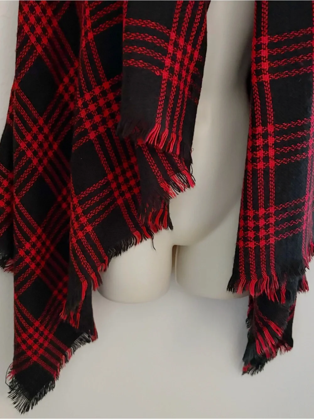 Red and Black Plaid Blanket Scarf